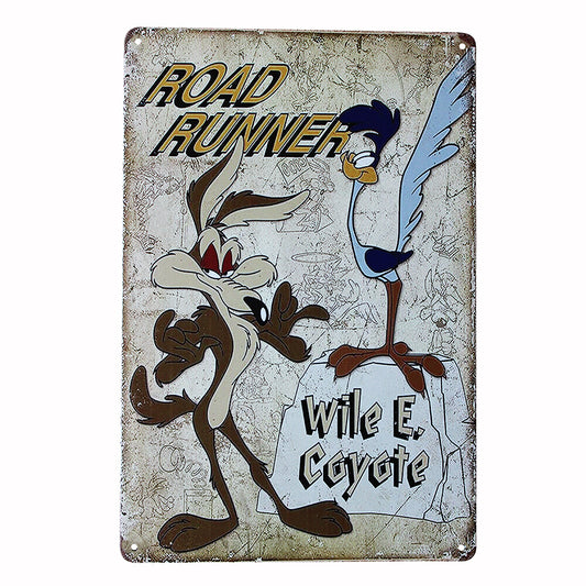2x  Vintage Tin Metal Sign Road Runner Garage Rustic Look Retro 200x300mm