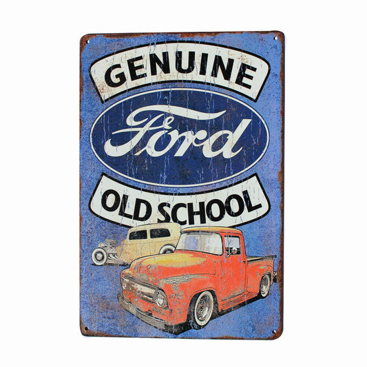 Tin Sign Ford Genuine Parts Rustic Old School Car Fans 200x300mm Metal