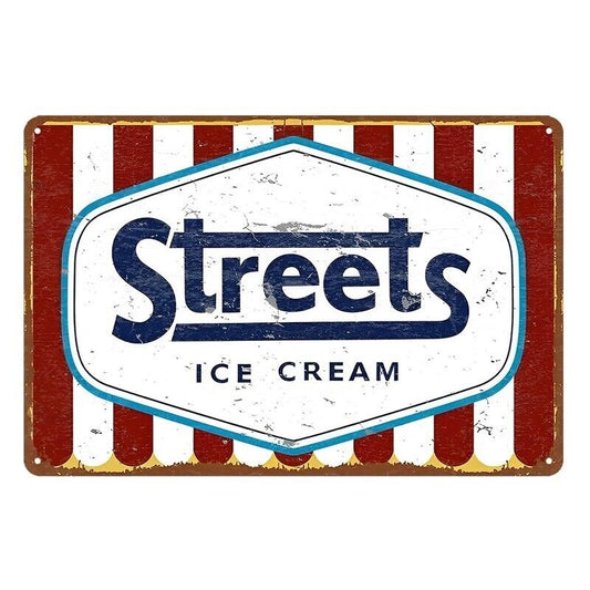 Tin Metal Sign Streets Ice Cream 20x30cm Rustic Look Vintage