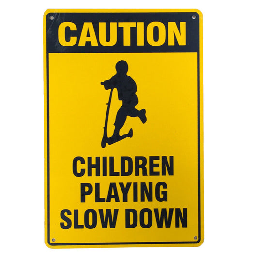 Warning Sign Caution Children Playing Slow Down 200x300mm Metal Safe Notice