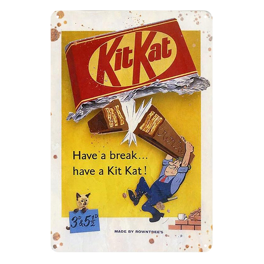 2x Kitkat Kit Kat Rowntrees Break Pip-up Rustic Tin Sign Vintage Garage Bar