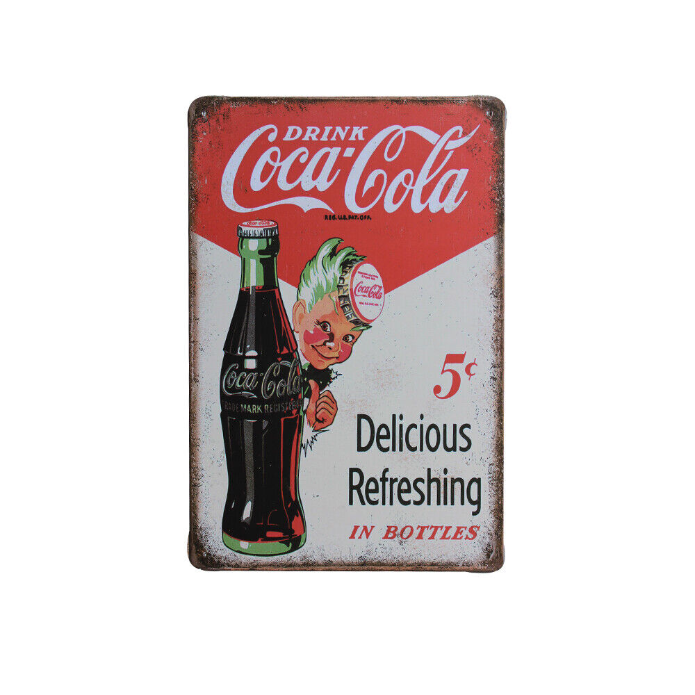 1x Metal Tin Sign Vintage Coca Cola Placemat Delicious And Refreshing 200x300mm