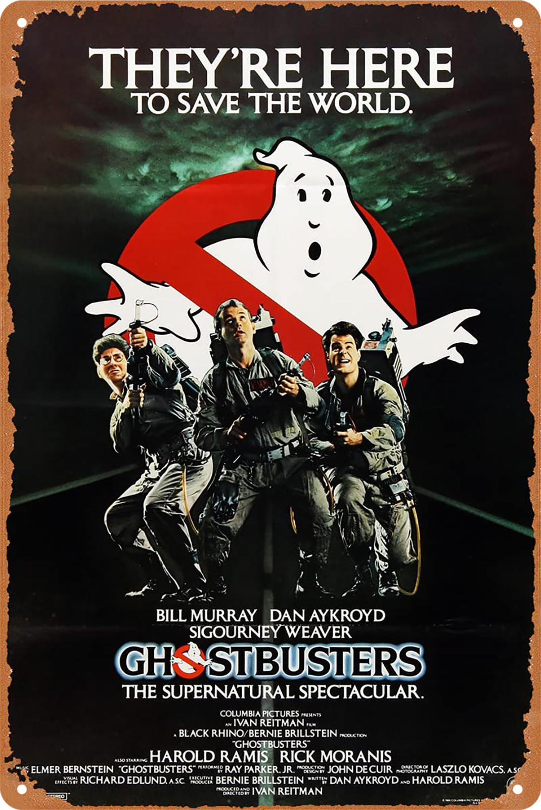 Ghostbusters They's Here To Save The World Tin Sign Horror Movie 20x30cm