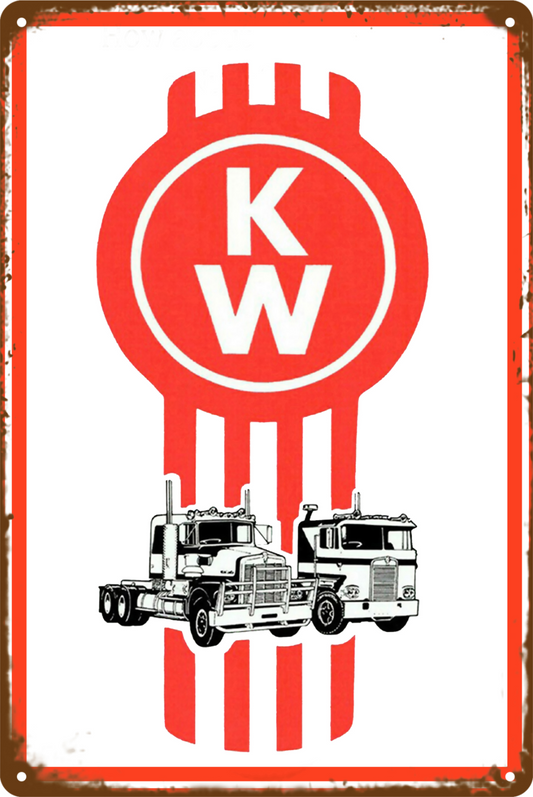 Kw Truck Kenworth Decal Semi Trailer Tin Sign Retro 20x30cm
