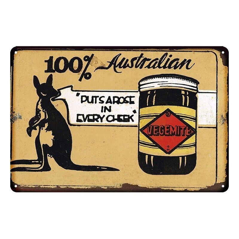 Tin Metal Sign Vegemite 100% Australian 20x30cm Rustic Look Vintage