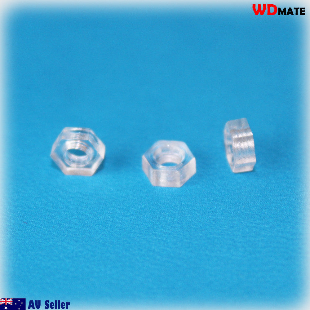 5x Nylon Nuts Crystal M3x 0.5mm Clear Light Electrical Insulating Nuts