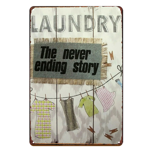 2x Laundry The Never Ending Story Rustic Metal Tin Sign Vintage Garage Bar