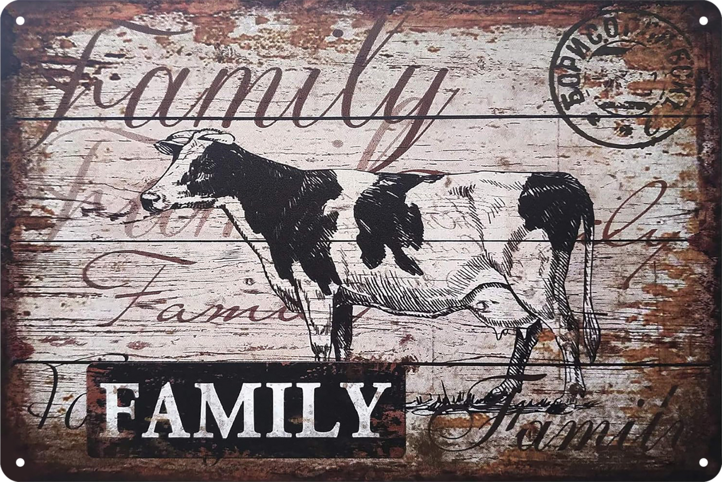 Family Cow Farm Tin Sign Rustic Vintage Retro 20x30cm