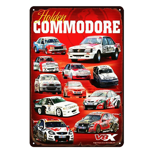 Holden Commodore V8 Rustic Metal Sign Vintage Tin Shed Garage Bar
