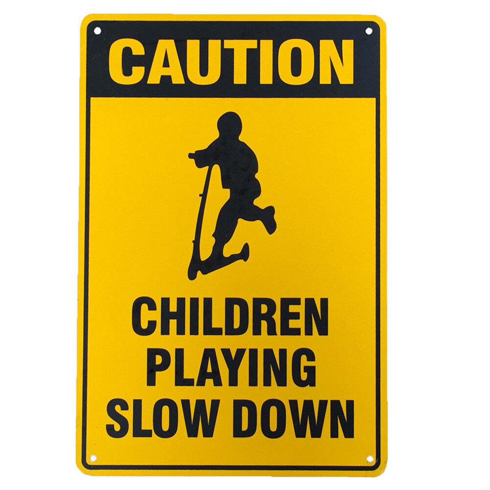 Warning Sign Caution Children Playing Slow Down 200x300mm Metal Safe Notice