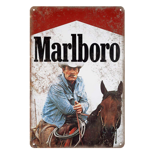 Marlboro Smoking Cigarette Tin Metal Sign Rustic