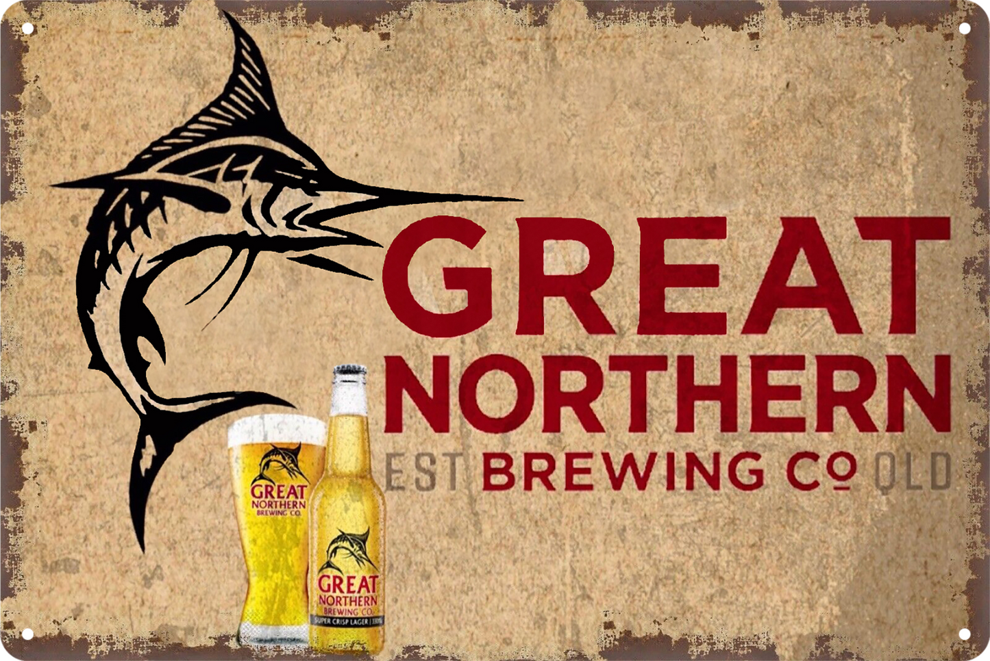 Beer Tin Sign Great Northern Brewing Retro 20x30cm