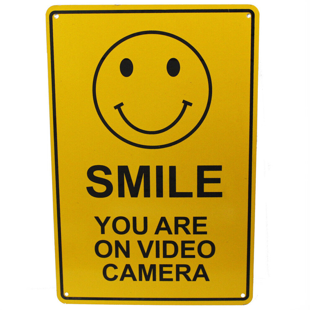 Surveillance Sign Smile You're On Video Camera Cctv 200x300mm Metal Best Quality