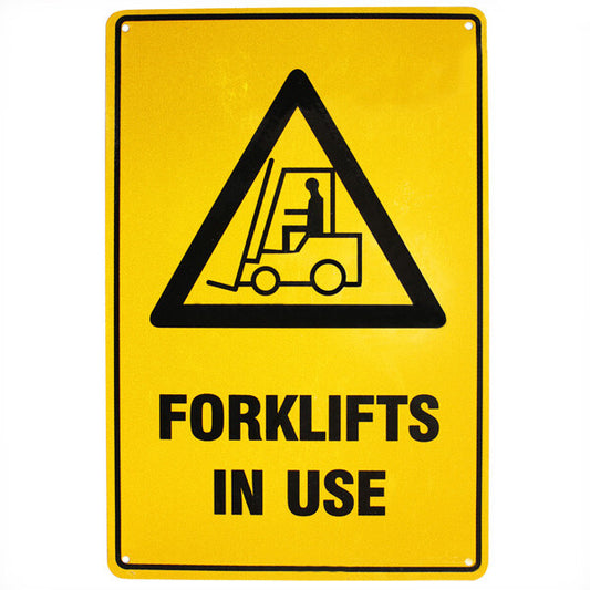Warning Safety Sign Caution Forklifts In Use 200x300mm Metal Forklift Sign