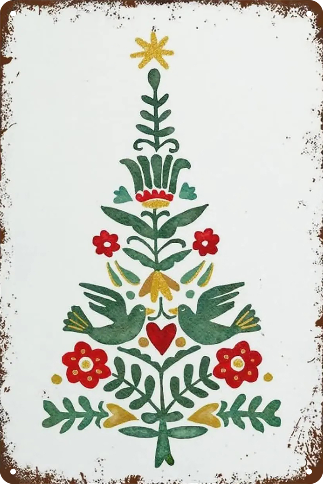 Scandinavian Christmas Tree Tin Sign Rustic Look Vintage Retro 20x30cm