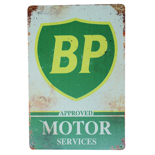 2x Metal Tin Sign Vintage Approved Motor Services 200x300mm Traffic Sign