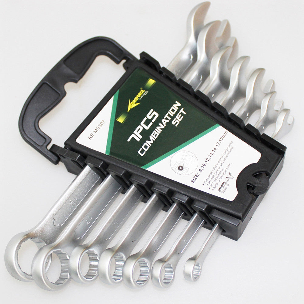 Comb Wrench Spanner Ratchet 7pc 8-19mm Chrome Hd Crv Din Pro Auto Tool 20003041