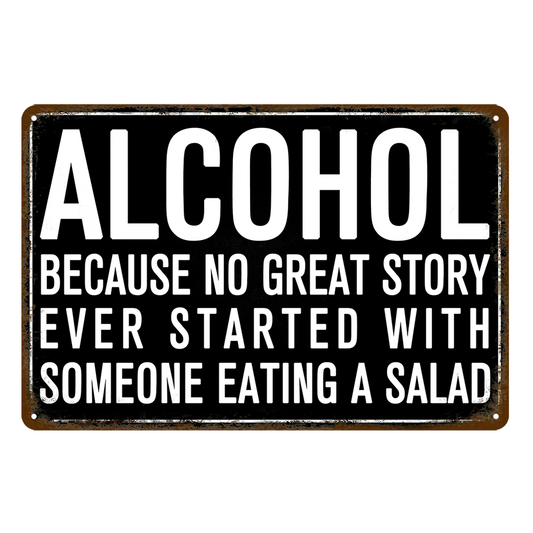 Alcohol Great Story Beer Rustic Metal Sign Vintage Tin Shed Garage Bar