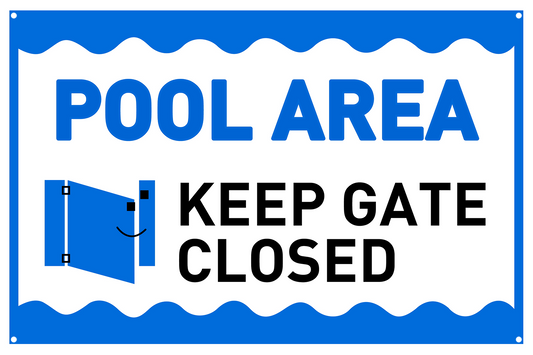 Pool Area Keep Gate Closed Safety Warning Tin Metal Sign Rustic Look Vintage