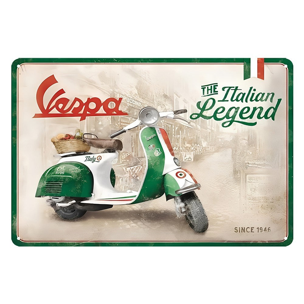 Vespa Motorcycle Since 1946 The Italian Legend Tin Sign Vintage