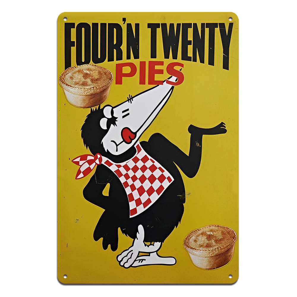 Four'n Twenty Pies Tin Metal Sign Rustic Look Vintage