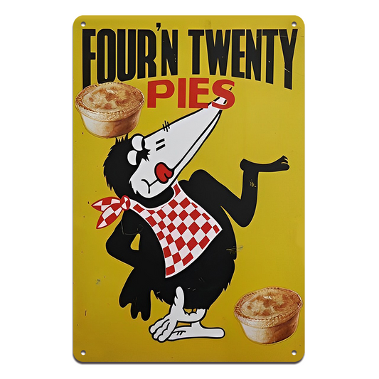 Four'n Twenty Pies Tin Metal Sign Rustic Look Vintage