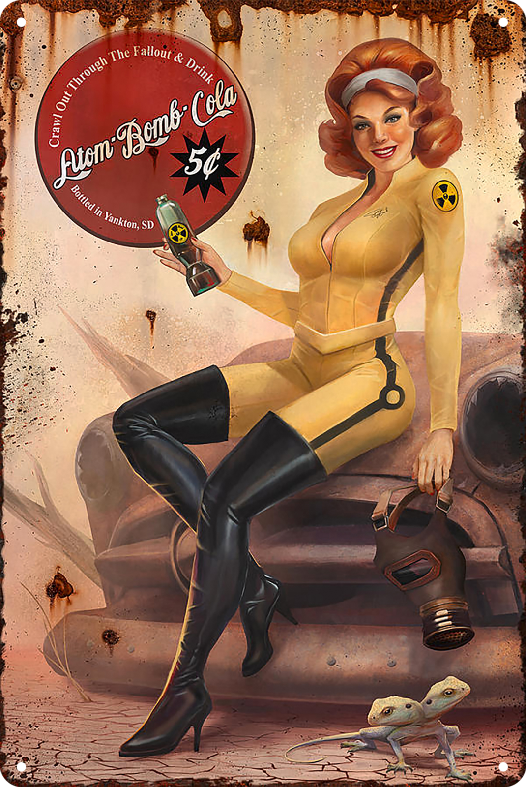 Drink Pin Up Girl Cola Crawl Out Through The Fallout Tin Sign Rustic 20x30cm