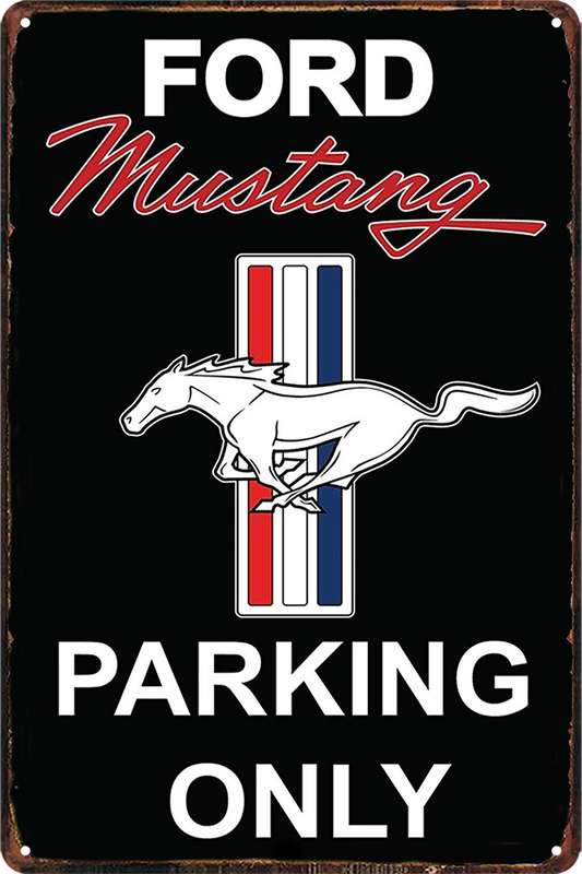 2x Ford Mustang Parking Only Garage Tin Metal Sign Rustic Vintage