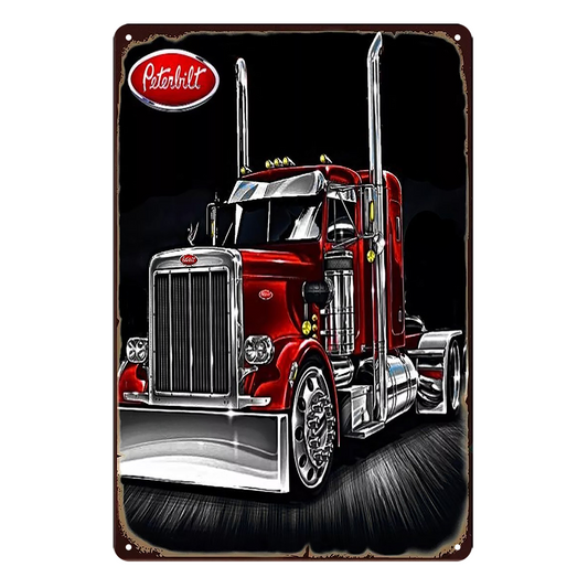 Peterbilt Truck Motor Auto Rustic Metal Sign Vintage Tin Decorative Bar
