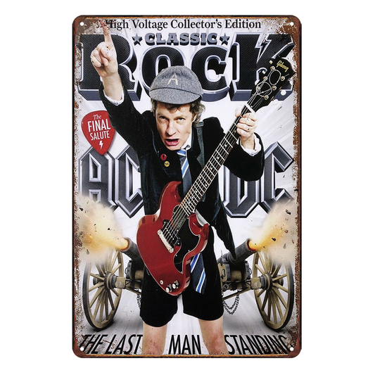 Ac Dc Ac/dc Classic Rock Music Rustic Metal Sign Vintage Tin Decorative Bar