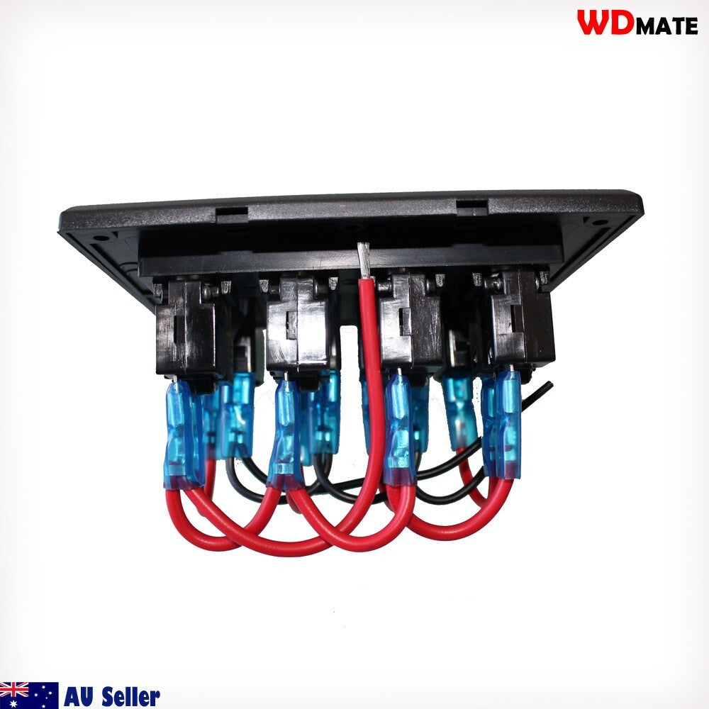 Rocker Switch Panel 4 Gang 12v Led Red Waterproof Circuit Breaker Boat