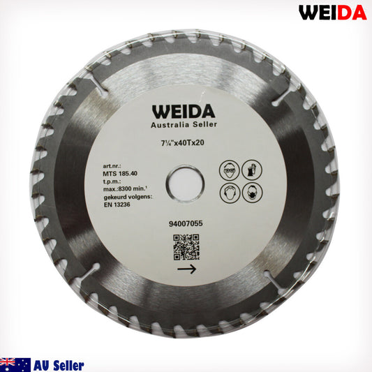 185mm Wood Circular Saw Blade Cutting Disc 7-1/4” 40t Bore 20/16mm 2.2mm Kerf