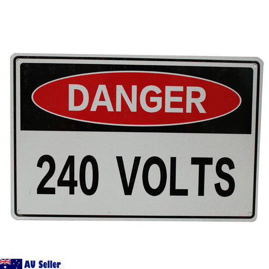 Warning Danger High 240 Voltage Sign 200x300mm Metal Notice Workshop Safety