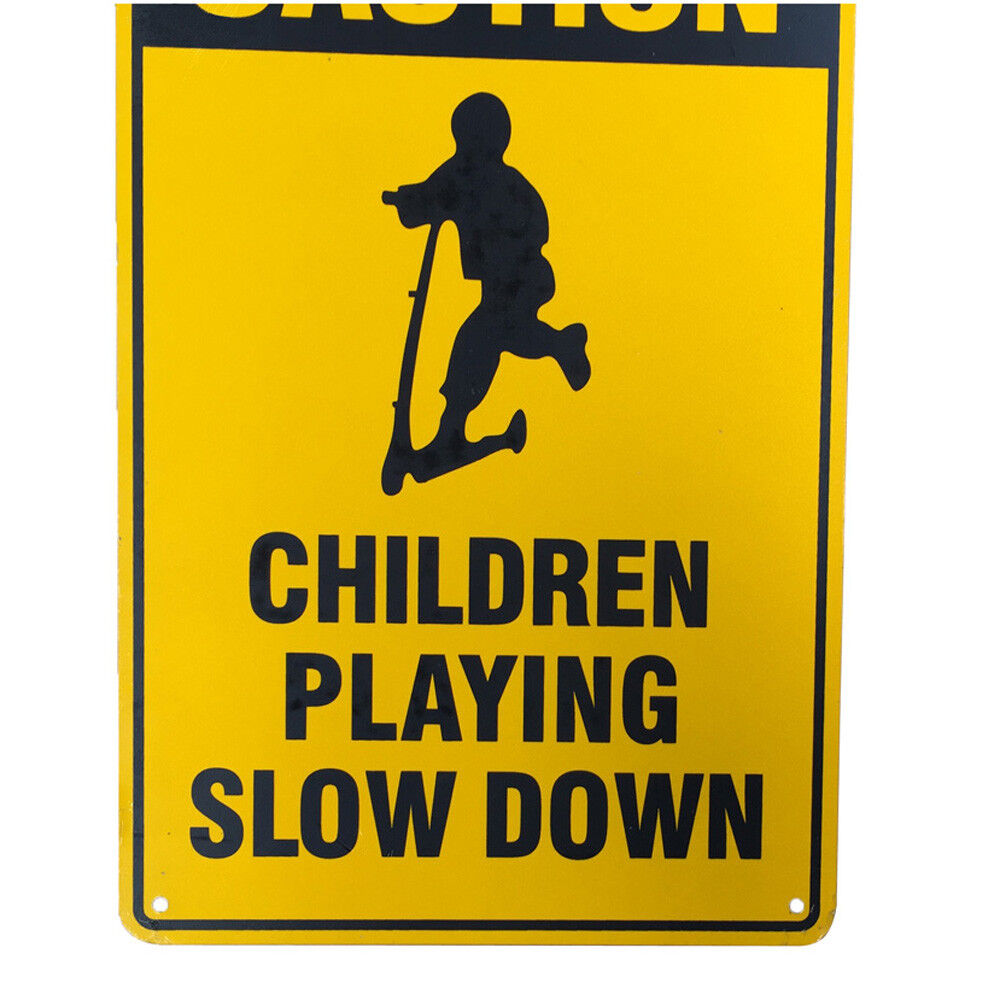 Warning Sign Caution Children Playing Slow Down 200x300mm Metal Safe Notice