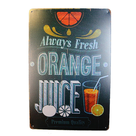 Tin Sign  Orange Juice Sprint Drink Bar Whisky Rustic Look