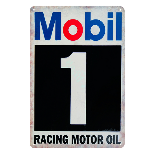 2x Mobil Racing Motor Oil 1 Auto Car Rustic Tin Sign Vintage Garage Bar
