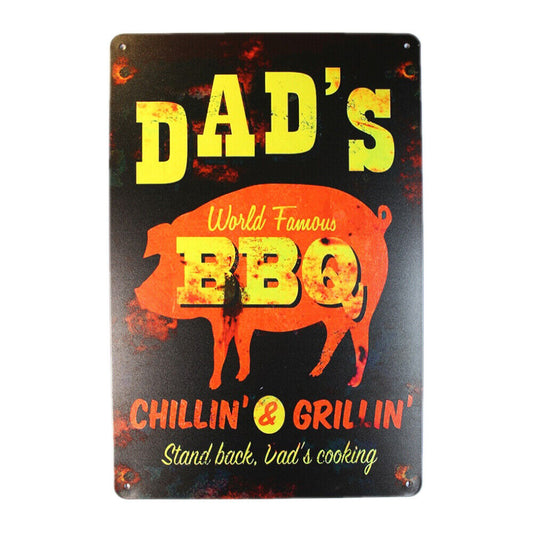 Tin Sign  Dad`s BBQ  Sprint Drink Bar Whisky Rustic Look