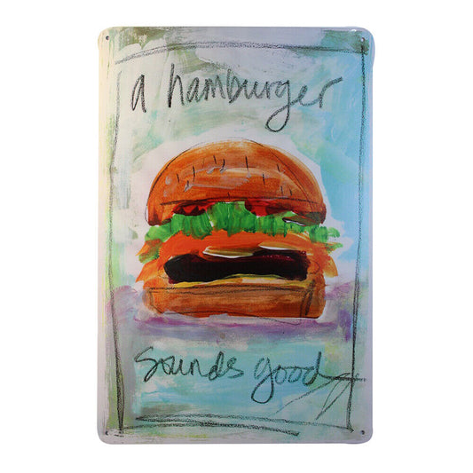 Tin Sign  Hamburger Sprint Drink Bar Whisky Rustic Look
