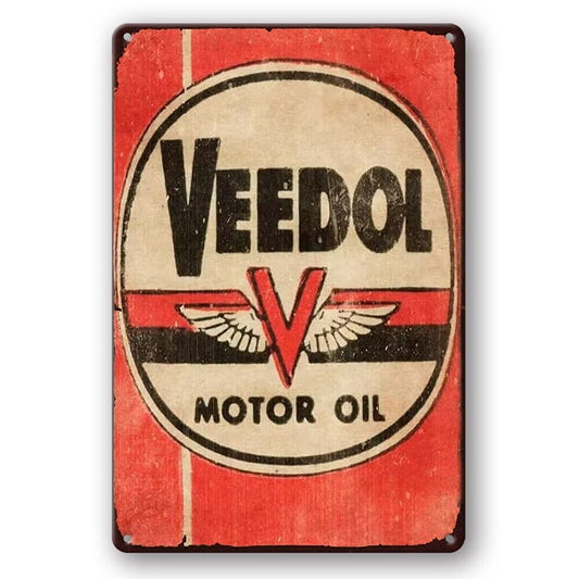 Tin Sign Motor Oil Veedol Garage Auto Car Rustic Decorative Vintage