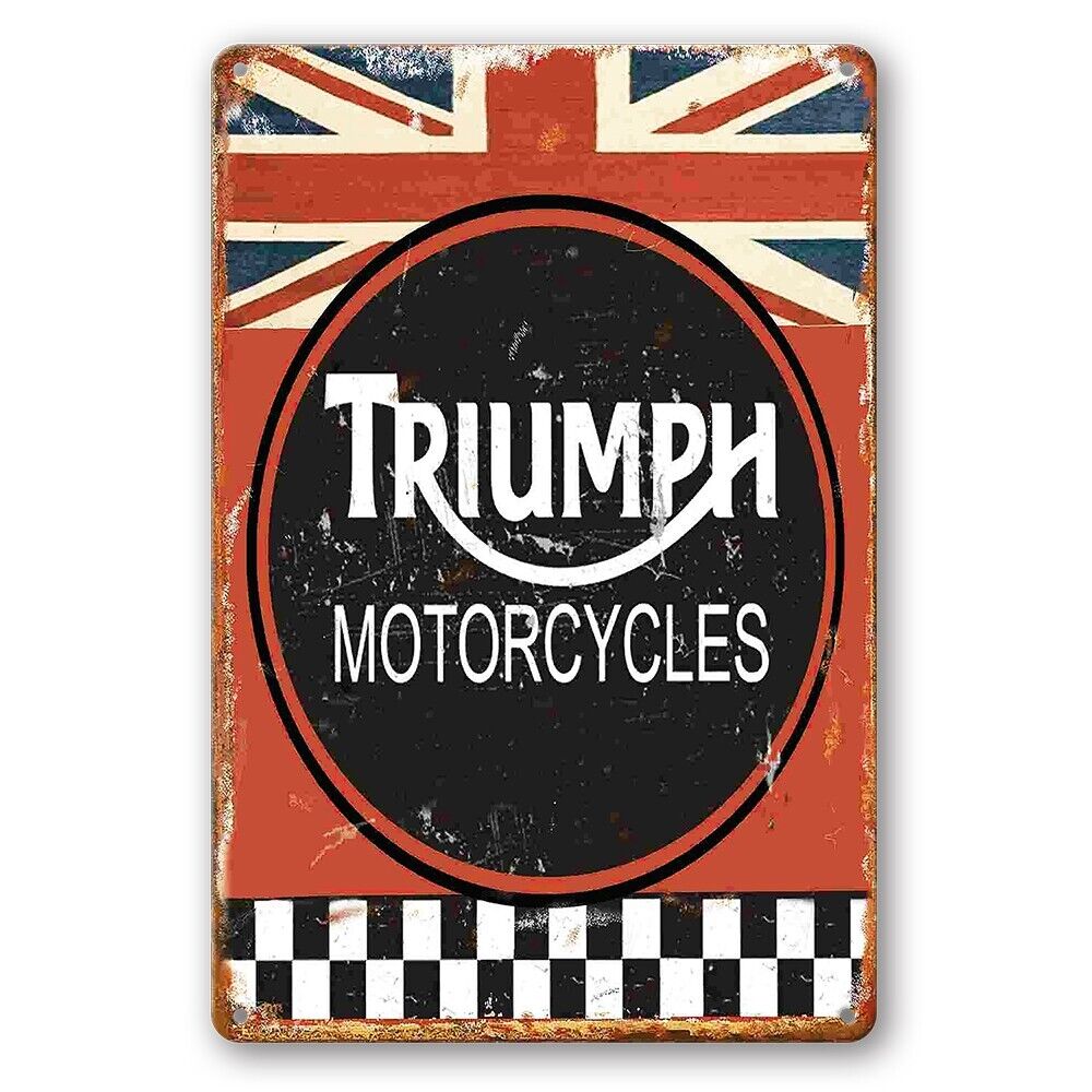 Tin Sign Triumph Motorcycles Garage Man Cave Car Rustic Look Decorative