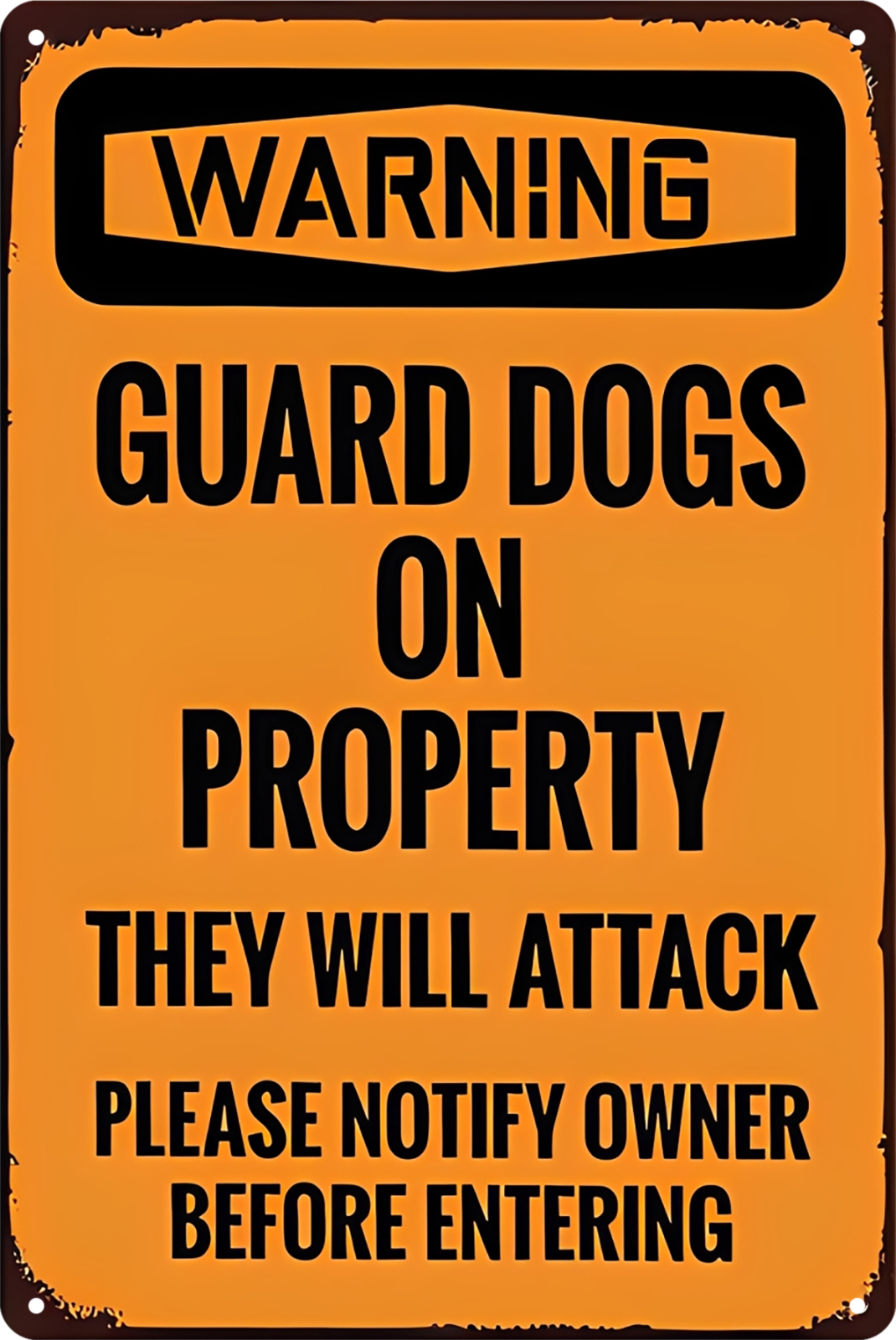 Warning Guard Dogs On Property Attack Tin Sign Rustic Look  Retro 20x30cm