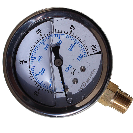 Liquid Oil Filled Pressure Gauge 63mm 2.5”100psi 690kpa 1/4″bspt Fuel Air Meter