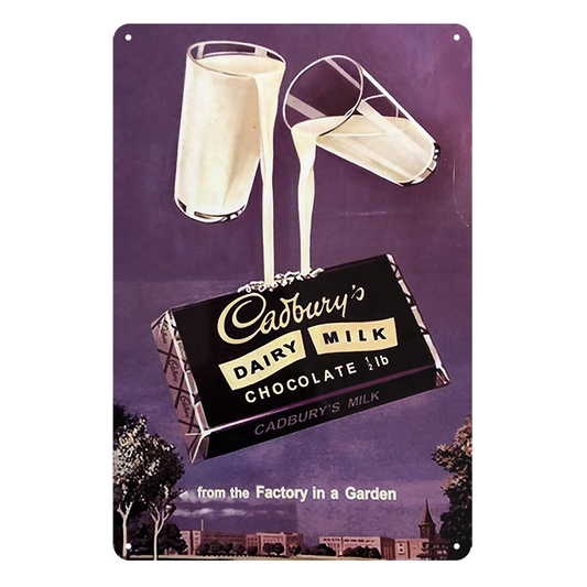 Cadbury 's Dairy Milk Chocolate Tin Metal Sign Rustic Look Vintage
