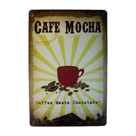 Tin Sign  Cafe Mocha   Sprint Drink Bar Whisky Rustic Look