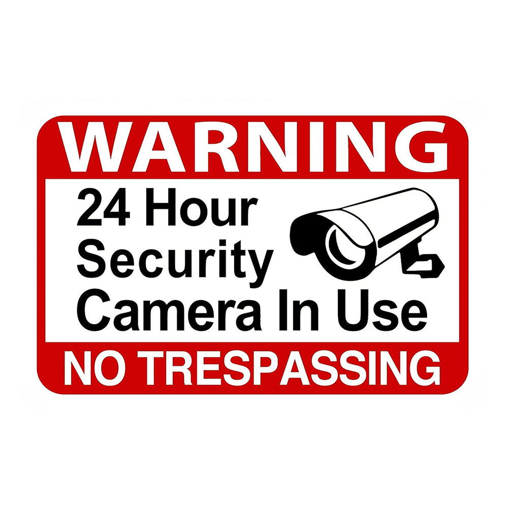 Warning No Trespassing 24 Hour Sercurity Cctv Rustic Metal Sign Vintage Tin