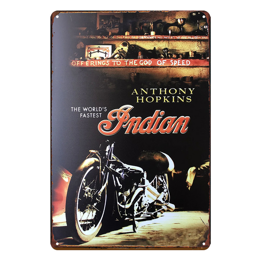 2x Indian Motor Cycle Anthony Hopkings Rustic Tin Sign Vintage Garage Bar