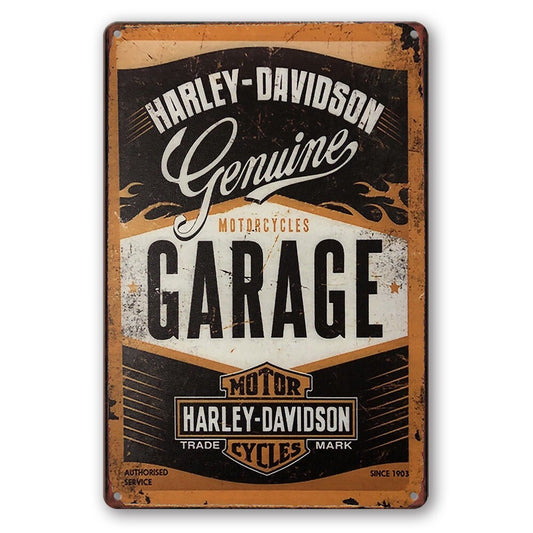 Tin Sign Harley-davidson Garage Genuine Motor Cycle Rustic Look Decorative