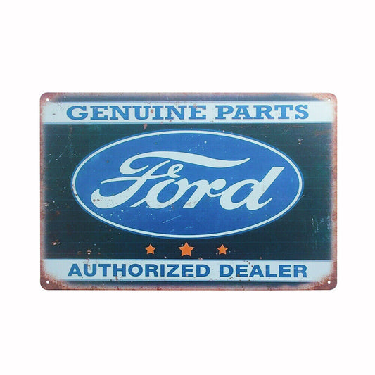 Metal Tin Sign Ford Authorized Dealer Genuine Parts Garage Mechanic 200x300mm