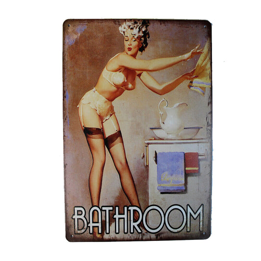 Tin Sign  Bathroom Women  Sprint Drink Bar Whisky Rustic Look