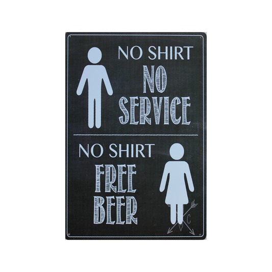 1x Metal Tin Sign No Service Free Beer 200x300mm Decor Rusty Vintage